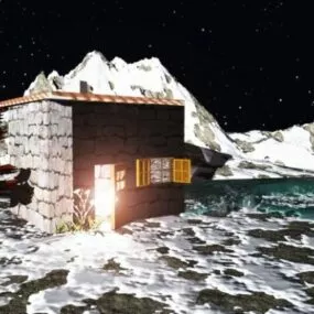 Winter House With Landscape 3d model