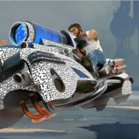 Wolwerine Character With Racing Vehicle 3d model