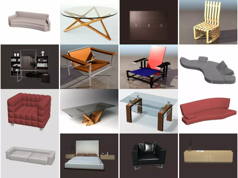 16 Free 3D Models Sofa Chair Table Modern Furniture Feb.2024