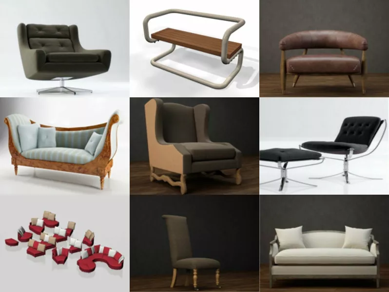 10 Sitting Chair Furniture Free 3D Models Resources Mar.2024