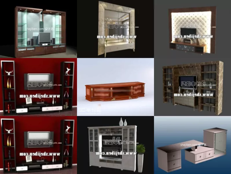 10 Tv Cabinet for Living Room Free 3D Models Mar.2024