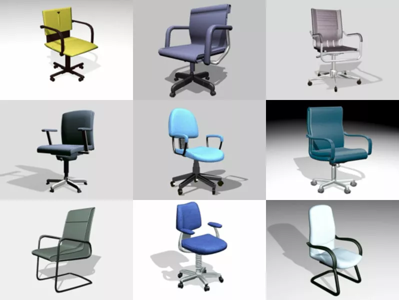12 Office Chairs Free 3D Models Mar.2024