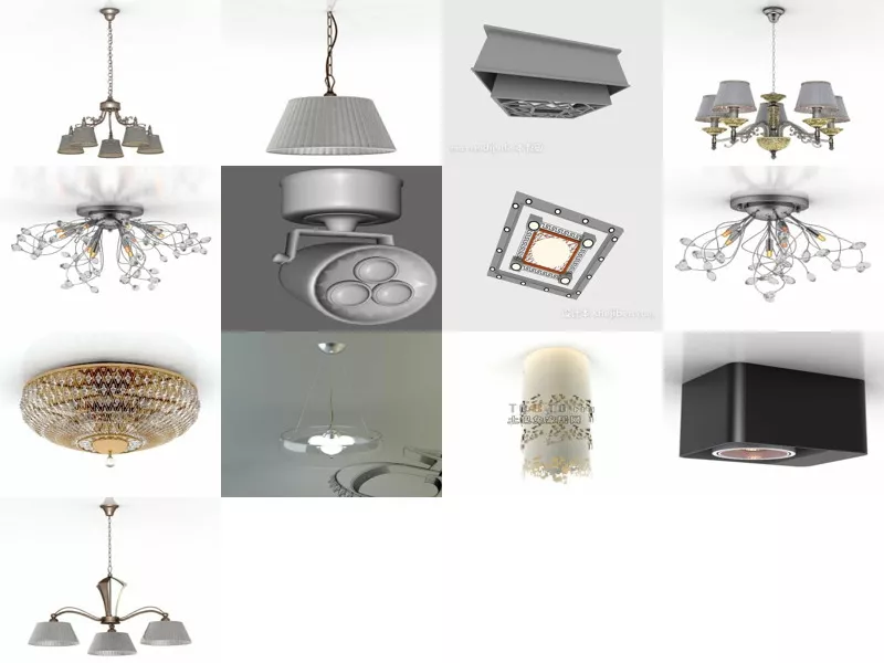 13 Ceiling Lamp Free 3D Models Mar.2024