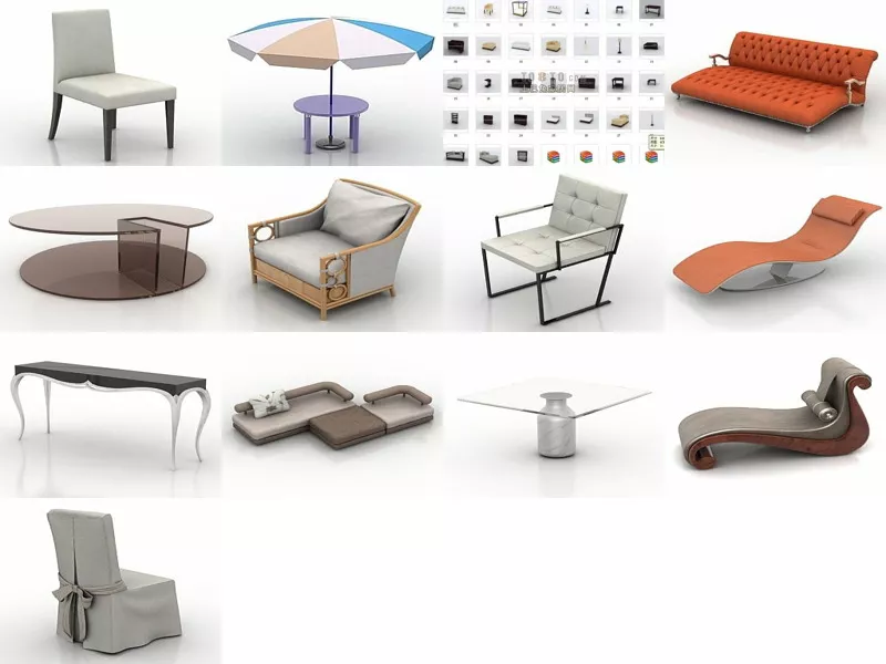 13 Home Furniture Chair Table Free 3D Models Mar.2024