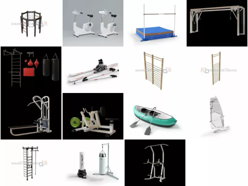 Top 15 Fitness Equipment Free 3D Models Mar.2024