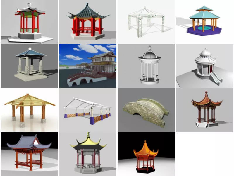 15 Pavilion Garden Building Free 3D Models Mar.2024