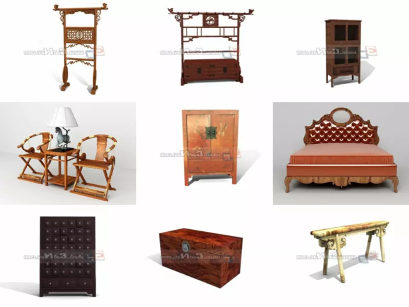 9 Antique Furniture Free 3D Models for Rendering Mar.2024