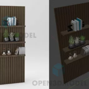 Bookshelf With Books And Vase Plants 3d model