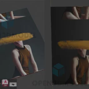 Canvas With Woman With A Yellow Hat Photo Frame 3d model