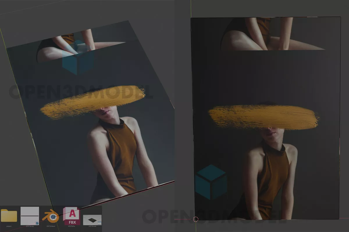 Canvas With Woman With A Yellow Hat Photo Frame 3d model Canvas With Woman With A Yellow Hat Photo Frame 3d model