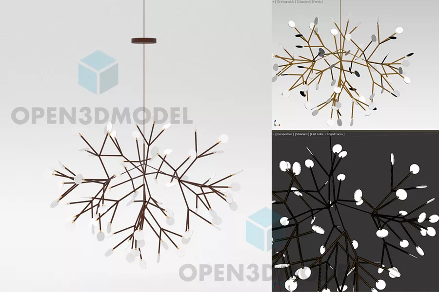 Modern Pendant Ceiling Lamp With Bronze Branches Blooming 3d model Modern Pendant Ceiling Lamp With Bronze Branches Blooming 3d model