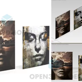 Woman Face Art Frame Picture Wall Mount 3d model