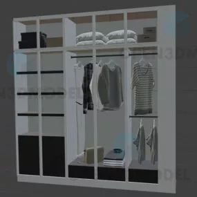 Bedroom Closet Shelf With Clothes 3d model