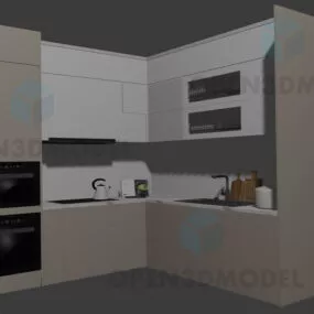 Kitchen Cabinet Corner With Sink And Oven 3d model