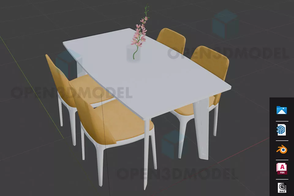 Rectangular Glass Table With Iron Legs 3d model