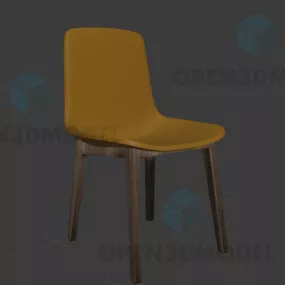 Single Coffee Chair With Wooden Legs 3d model