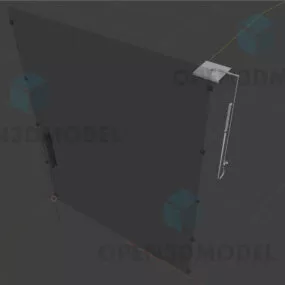 Bathroom Glass Closed Door With Inox Shower 3d model