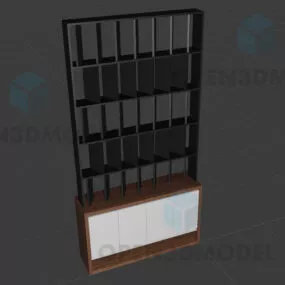 Black Painted Shelf With Drawers At Bottom 3d model