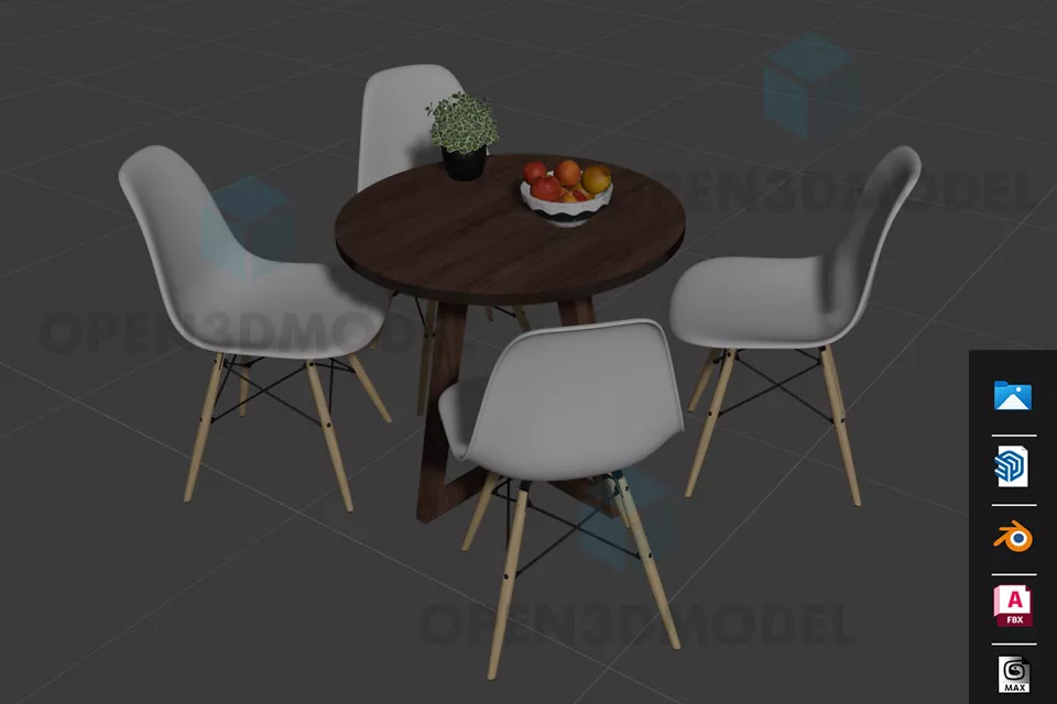 Round Table Coffee Dialma With Curved Lag 3d model