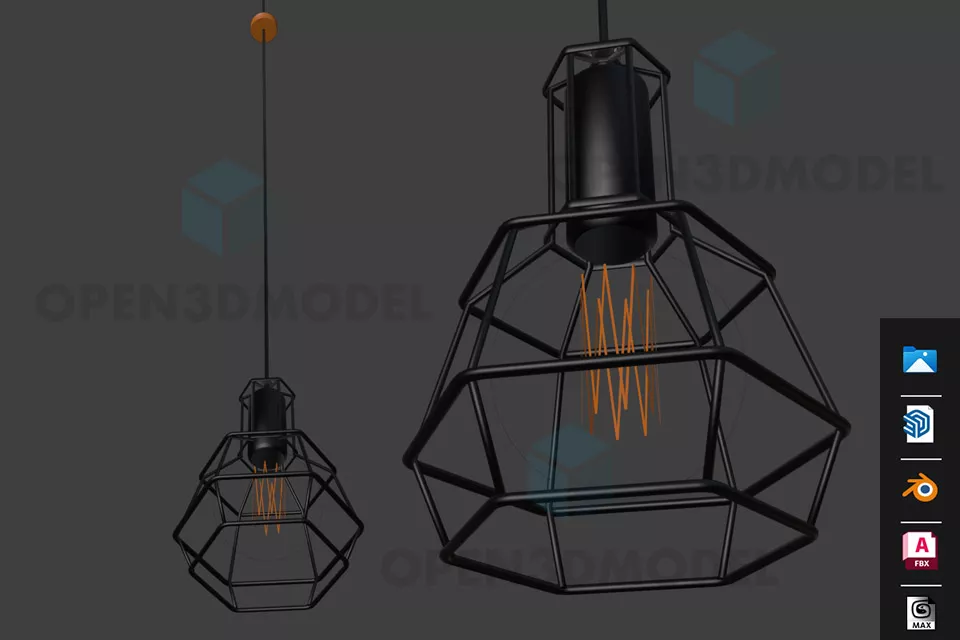 Rattan Ceiling Lamp, Sphere Lamp Shade 3d model