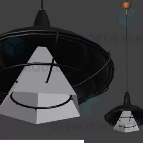 Black Steel Pendant Lamp Wire Cover Bulb 3d model