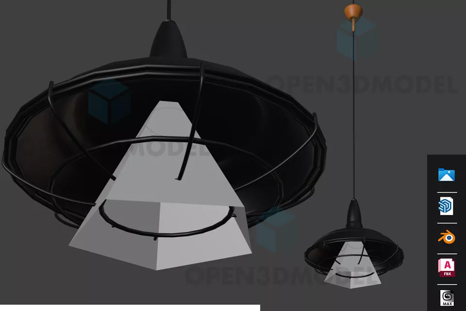 Black Steel Pendant Lamp Wire Cover Bulb 3d model Black Steel Pendant Lamp Wire Cover Bulb 3d model