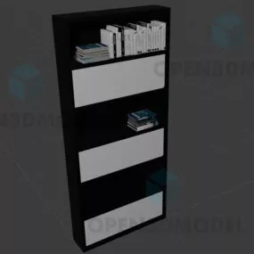 Tall Book Shelf With Books Stack On Top 3d model