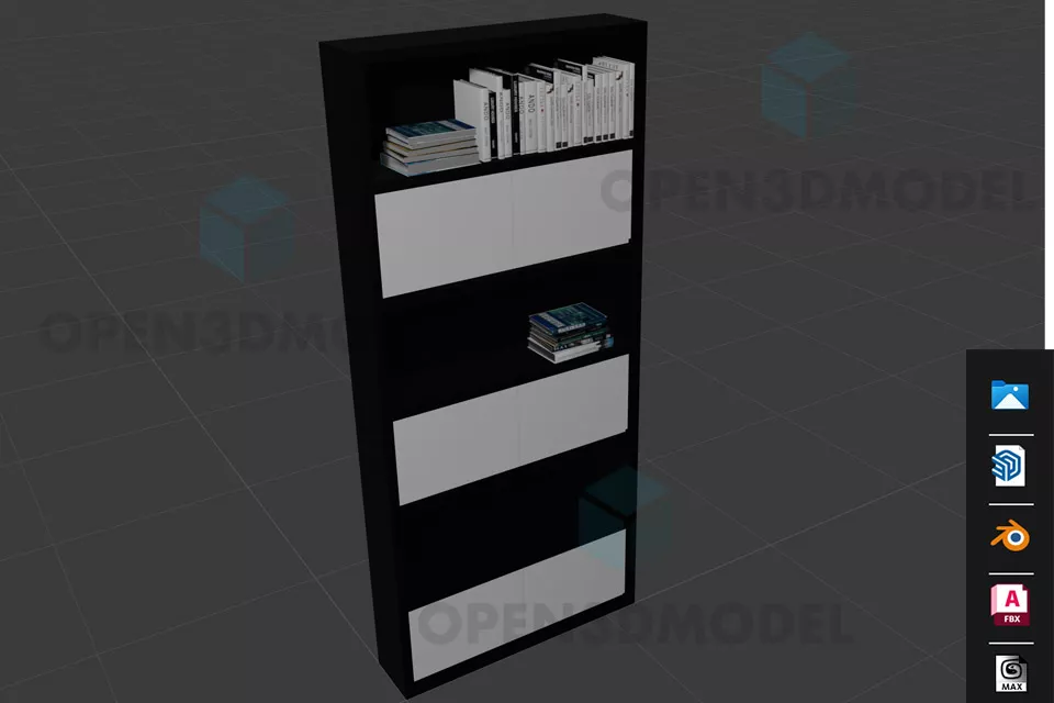 Tall Book Shelf With Books Stack On Top Free 3d Model - .Blend, .Fbx ...