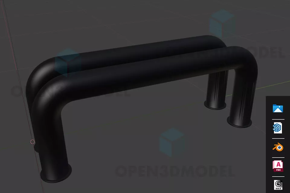 Curved Pipe Rail Street Equipment 3d model Curved Pipe Rail Street Equipment 3d model