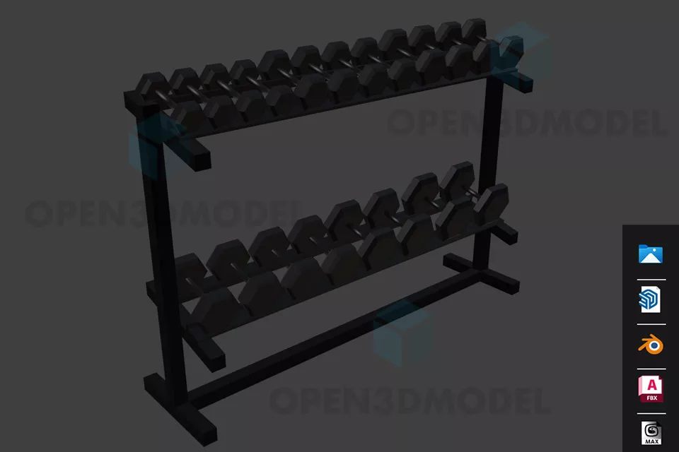 Full Rack With Dumbs 3d model Full Rack With Dumbs 3d model