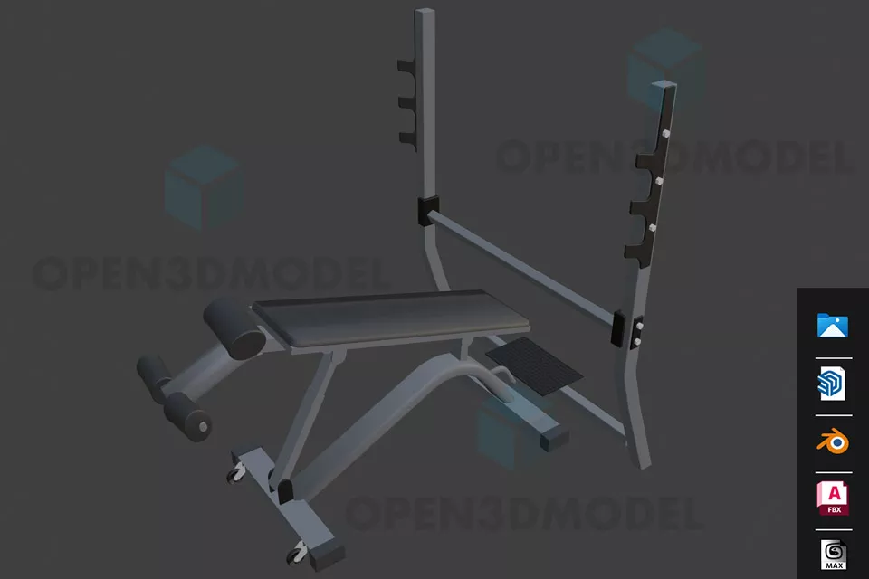 Bench With Weights Gym Equipment 3d model Bench With Weights Gym Equipment 3d model