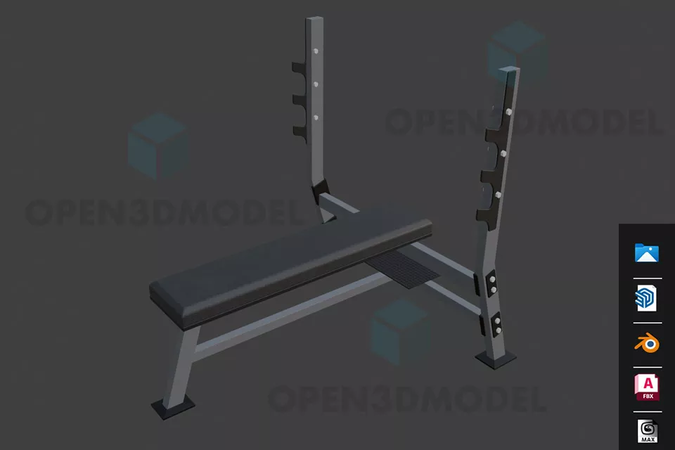 Gym Bench With Steel Bar Stand Free 3d Model - .Blend, .Fbx, .Max, .Skp ...