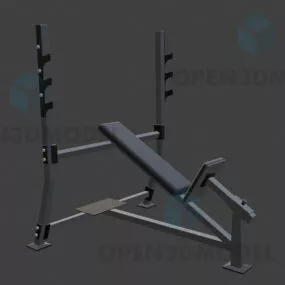 Gym Bench Exercise With Bar Column 3d model