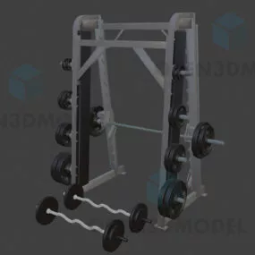 Gym Equipment Rack With Barbell Weights 3d model