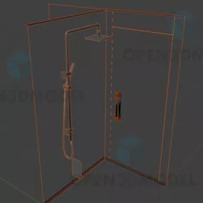 Bathroom Glass Door With Shower 3d model