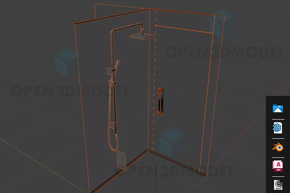 Shower Tray Plastic With Drain 3d model