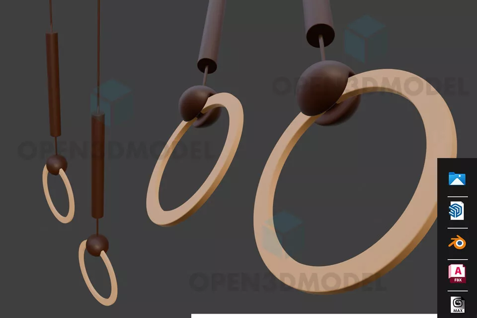 Pendant Lamp With Four Shades 3d model