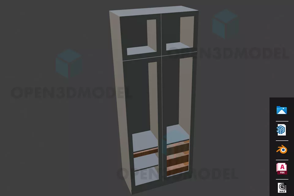 Wood Wine Cabinet Carved Panel On Bottom 3d model