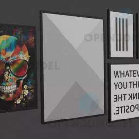 Skull Artwork Photo On Frame Decoration 3d model