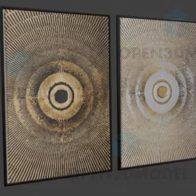 Two Photo Circle Lines In Rectangle Frame 3d model
