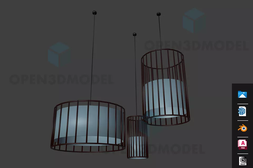 Three Ceiling Lantern Lamps Modern Style 3d model Three Ceiling Lantern Lamps Modern Style 3d model