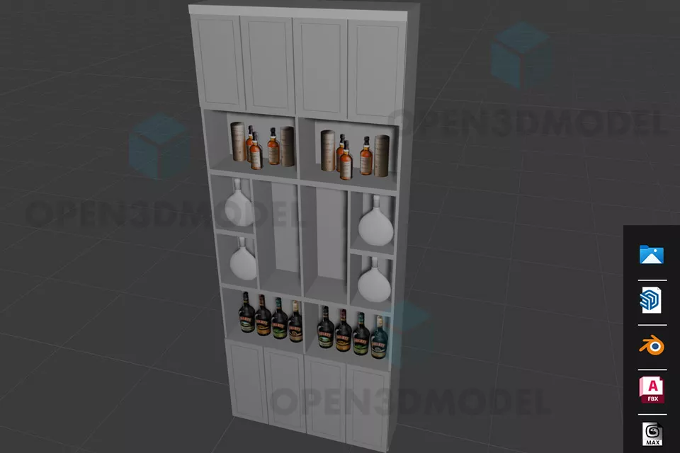 Tall Wine Rack With Wine Bottles And Vase 3d model Tall Wine Rack With Wine Bottles And Vase 3d model