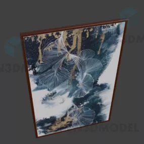Abstract Painting In Red Wood Frame 3d model
