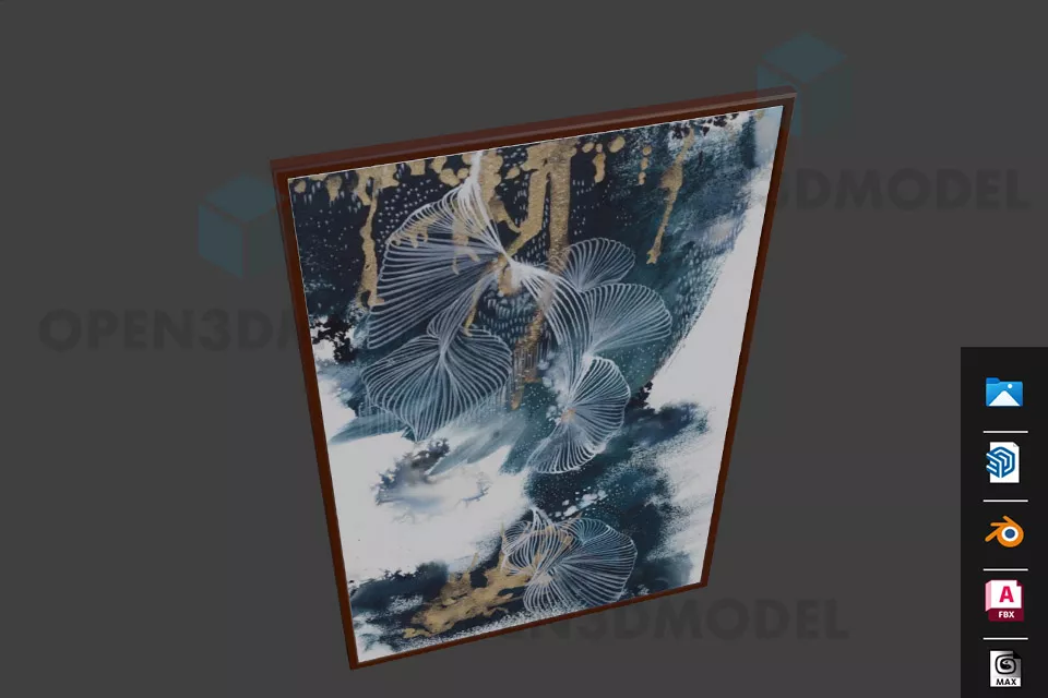 Abstract Painting In Red Wood Frame 3d model Abstract Painting In Red Wood Frame 3d model