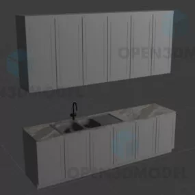 Kitchen Pantry With Sink And Counter Top 3d model