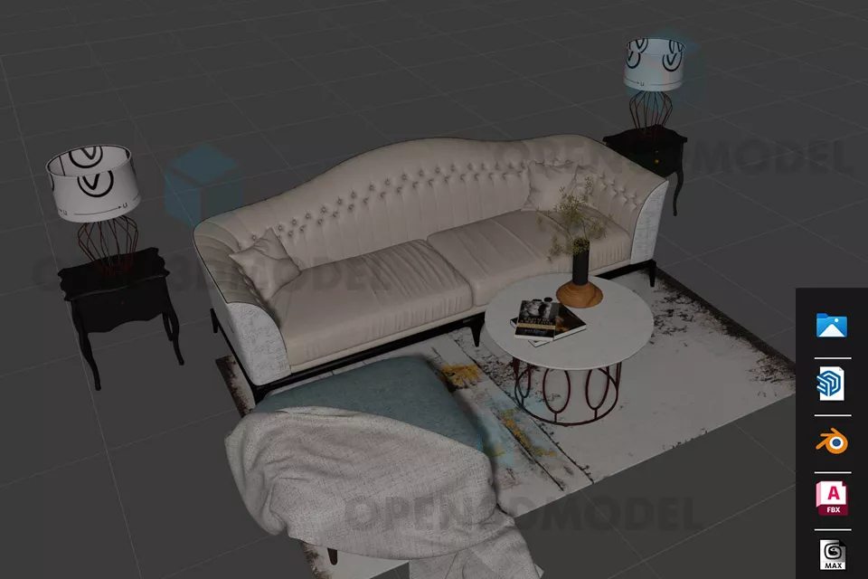 Ceiling Lamp Square Shade With Wood Case 3d model