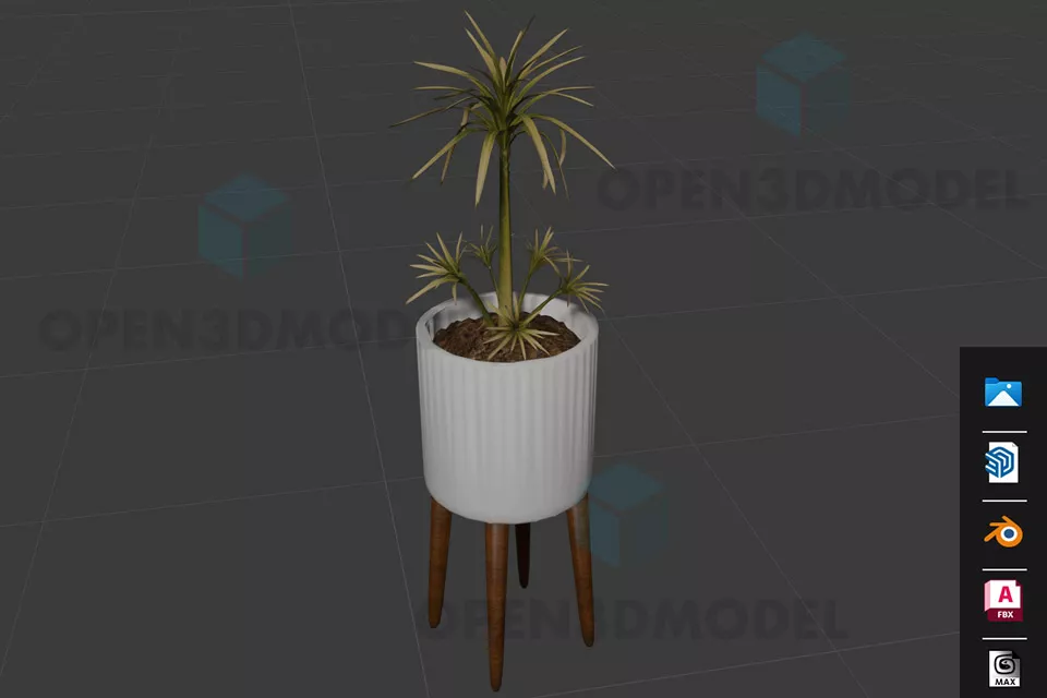 Porcelain Potted Plant With Wooden Legs 3d model Porcelain Potted Plant With Wooden Legs 3d model