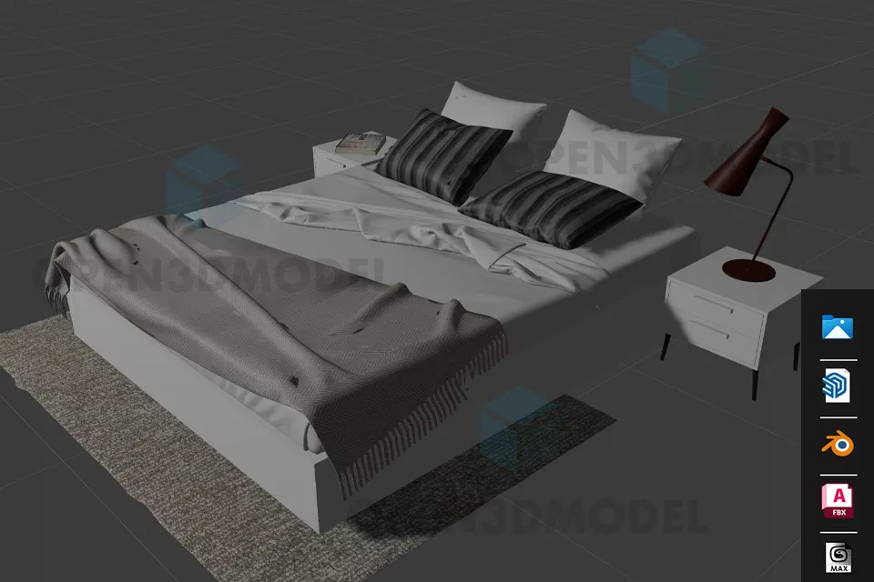 Pendant Lamp With Two Bulbs, Frame Covered 3d model