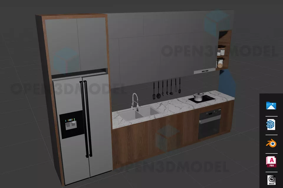 Gas Oven Silver Color 3d model