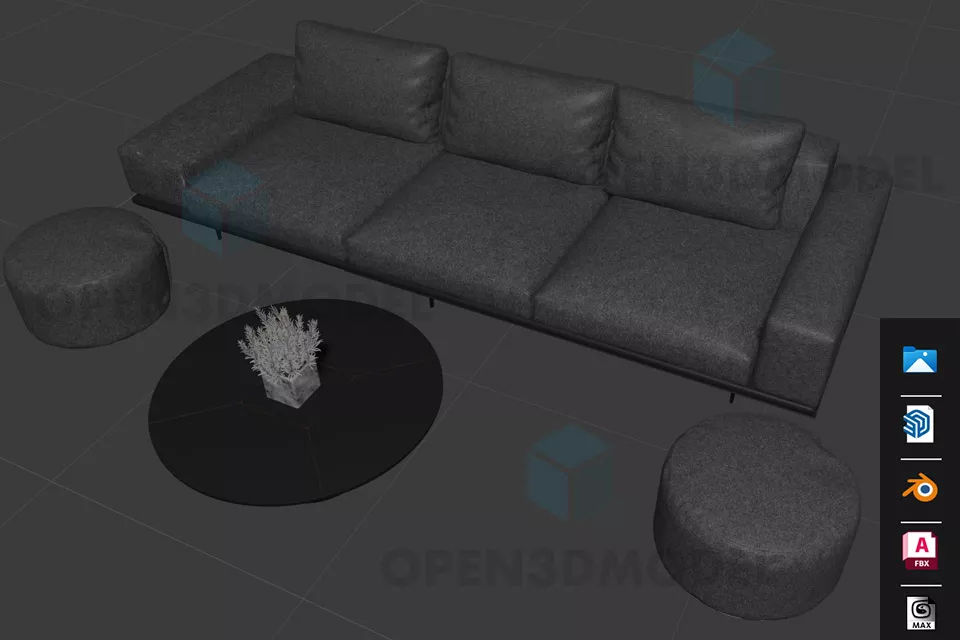 Round Table Curved Iron Stand 3d model